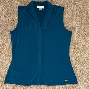 Calvin Klein Vibrant Teal V-Neck Sleeveless Top